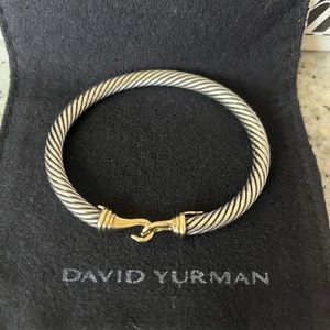 David Yurman Cable Buckle Bracelet Sterling Silver with 14K Gold 5mm Medium